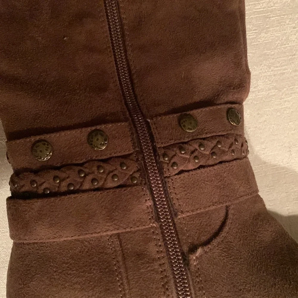 White Mountain Women’s Paulina Tall Knee High Brown Waxy Suedette Boots Size 9 - Picture 6 of 16